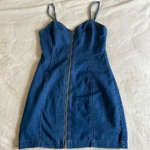 Denim zipper bodycon dress